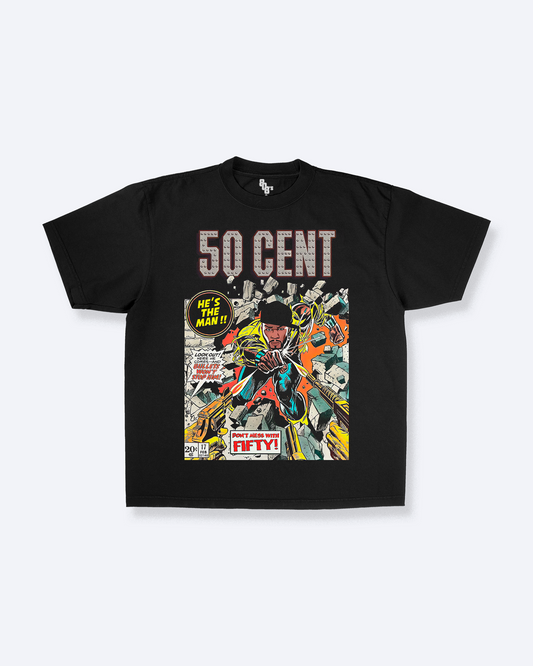 50 Cent Inspired Comic Book Rap Graphic Tee