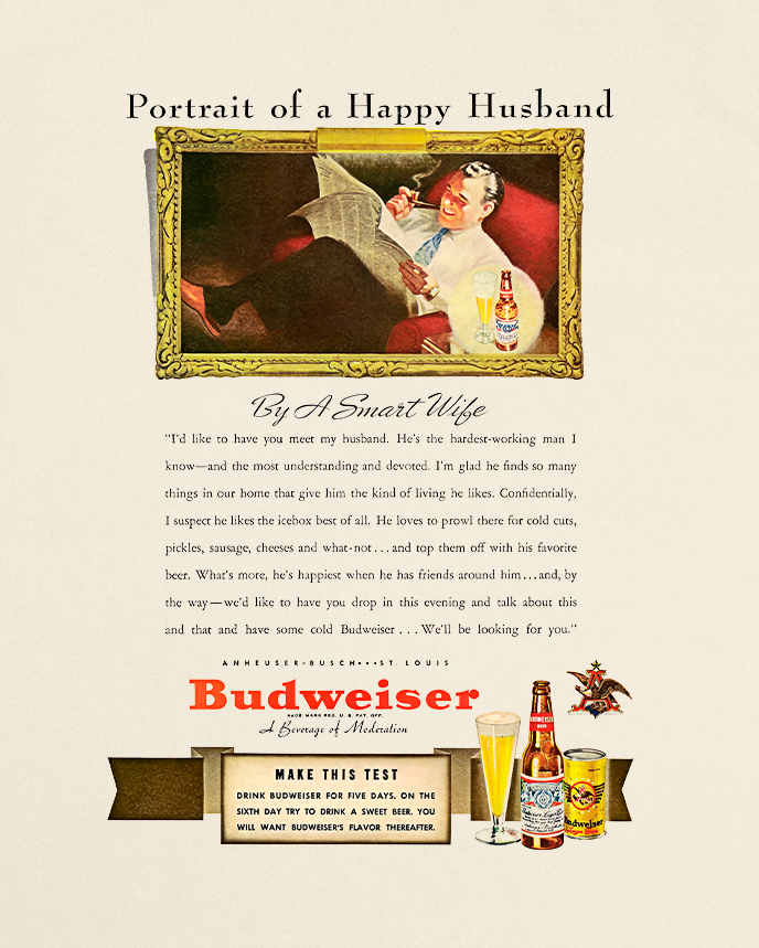 Vintage Bud Beer Ad Graphic Tee In Sand - Front & Back Print