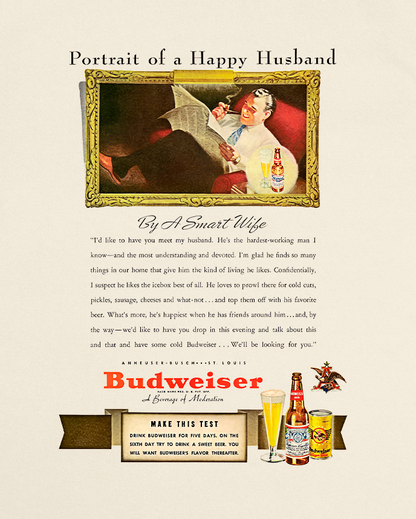 Vintage Bud Beer Ad Graphic Tee In Sand - Front & Back Print