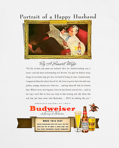 Vintage Bud Beer Ad Graphic Tee In Sand - Front & Back Print