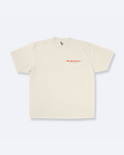 Vintage Bud Beer Ad Graphic Tee In Sand - Front & Back Print