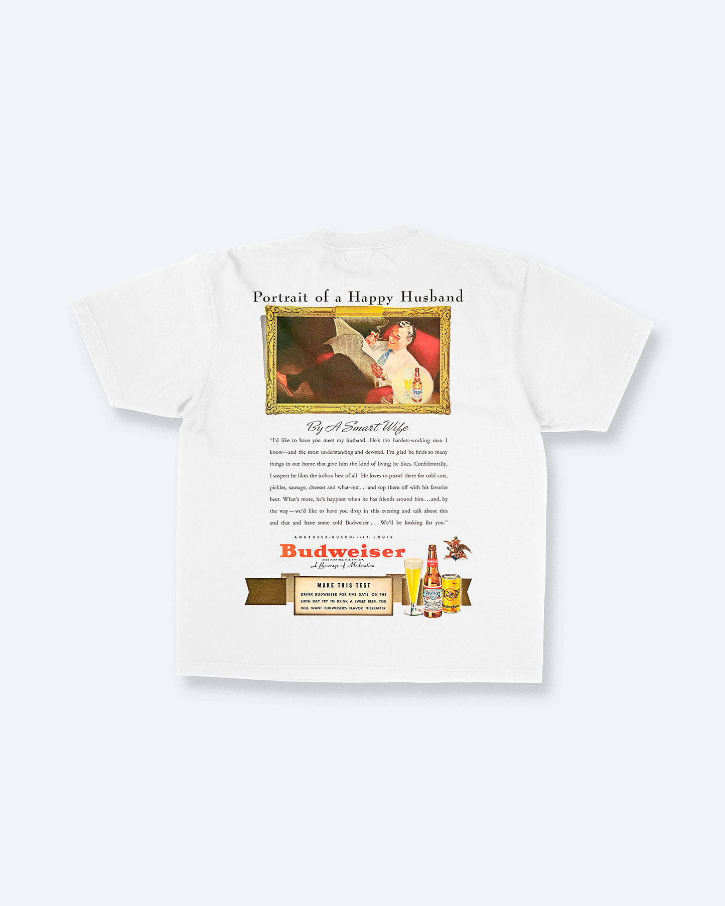 Vintage Bud Beer Ad Graphic Tee In Sand - Front & Back Print